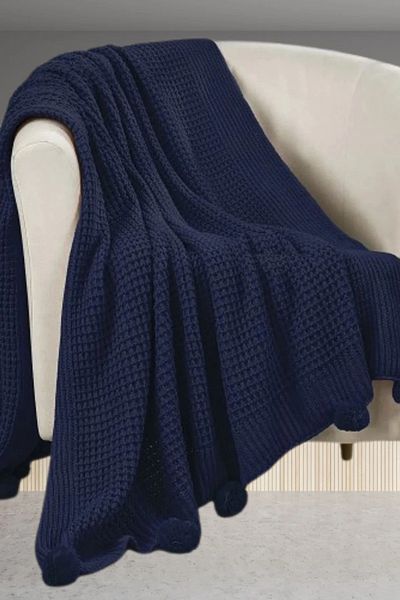 DOUX HOME Thessaloniki 10 Pompom Knitwear Knitted Tv Blanket 130 X 170 cm