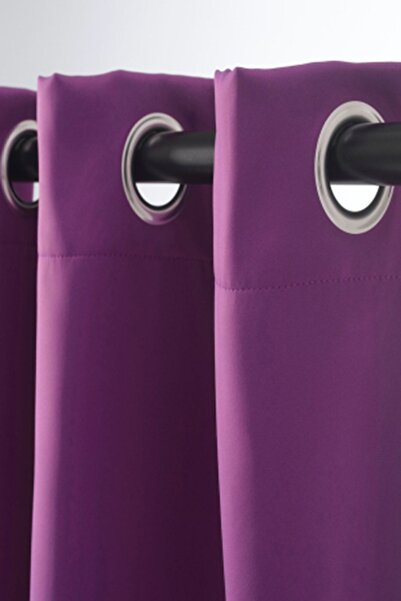 farbateks Plum Rustic Curtain with Eyelet Ring Pipe Ring Decoration Curtain