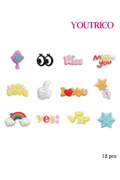 Youtrico 12pcs Glow-in-the-Dark Word Jibbitz Charms for Crocs - Slipper Ornament