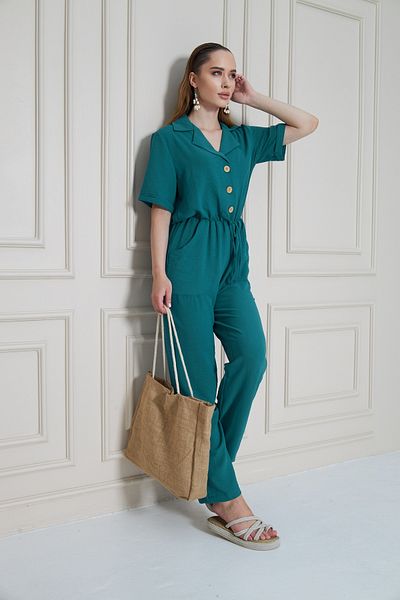 NEW LAVİVA Women's Jacket Collar Elastic Waist Jumpsuit - 700-2622