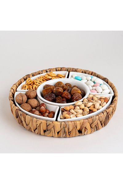 LA MESA 5 Pcs Section Tray With Sea Grass Basket
