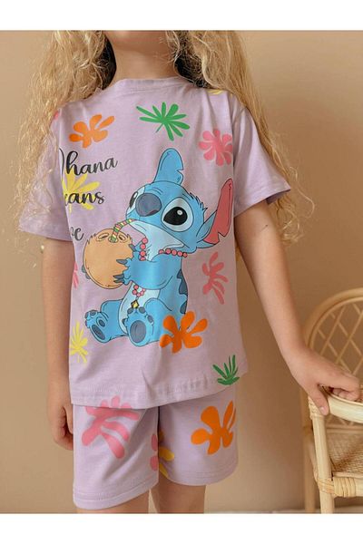 YİGİT BUTİK Yigit Butik Printed Girls Set with Shorts