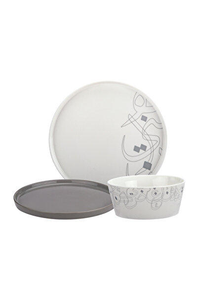 LA MESA grey bone porcelain 18 pc dinner set