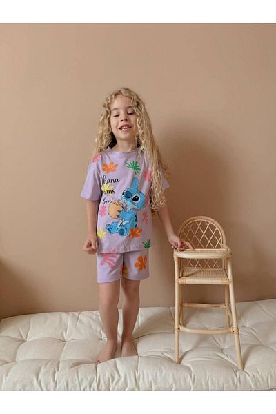 YİGİT BUTİK Yigit Butik Printed Girls Set with Shorts
