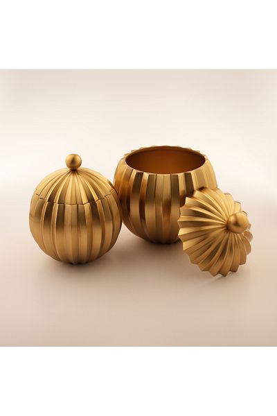 LA MESA Metal Food Saver Bowl With Lid Small15*15*18Cm, Gold