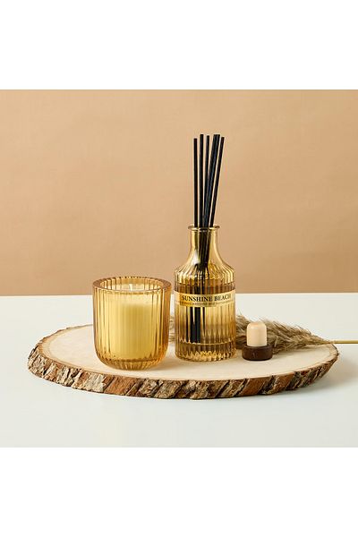 Lifestyle Sunshine Beach Scented Glass Reed Diffuser and Jar Candle Gift Set