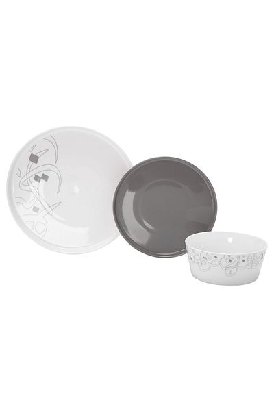 LA MESA grey bone porcelain 18 pc dinner set