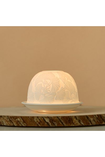 Lifestyle Ginkgo Ceramic Tealight Candleholder - 12x8 cms