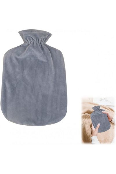 Bavooty water bottle cover, plush, gray, 23.5 x 35 cm