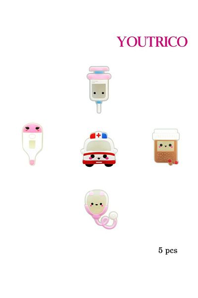 Youtrico 5pcs Medical-Themed Glow-in-the-Dark Jibbitz Charms for Crocs - Slipper Ornament