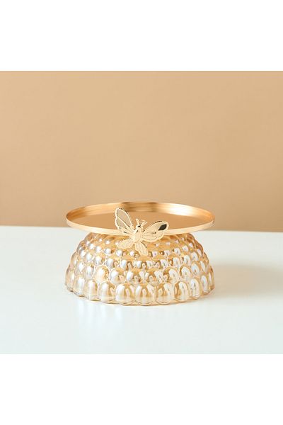 Lifestyle Butterfly Accent Metallic Candle Holder - 7 cms