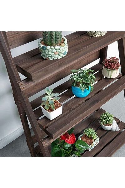 rexa Wooden Flower Display Stand Brown 60x106x40cm
