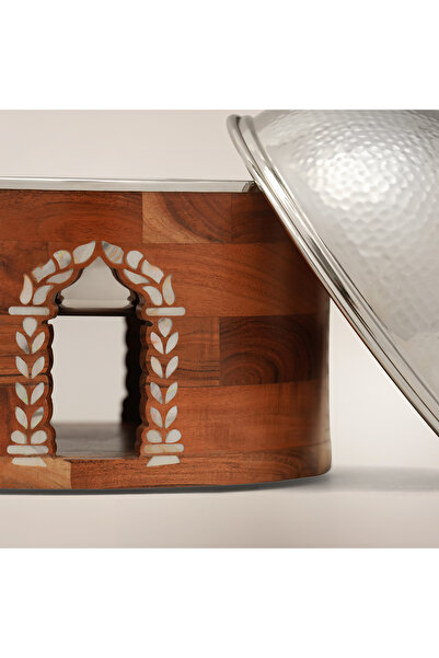 LA MESA Metal Food Server Nickel Plated 29*29*35Cm, Silver