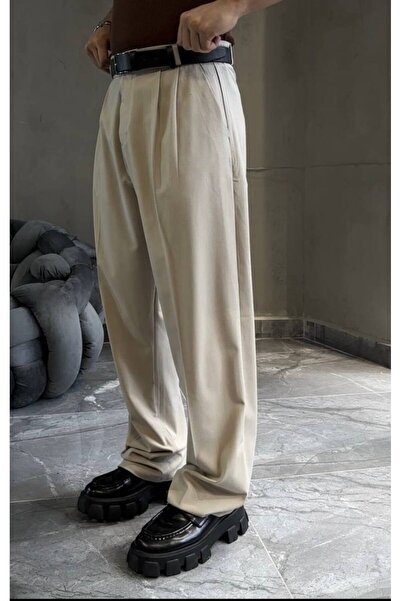 Zen And Men Beige Buggy Fabric Pants