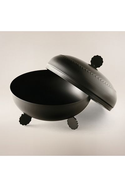 LA MESA Metal Serve Bowl With Lid Nickle Plated 16*16*15Cm, Black