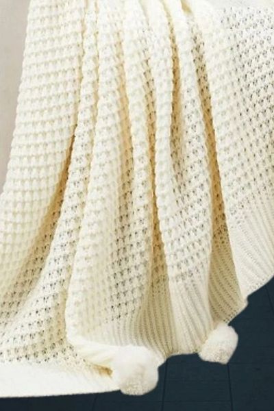 DOUX HOME Selanik 10 Pompom Tricotaj Pătură TV 130 X 170 Cm
