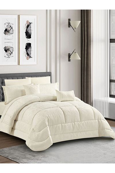 Donetella Luxury 5-Piece Bedding Set – Single Size Poly Jacquard Comforter with 350 GSM Poly Silk Filling