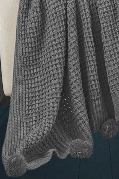 DOUX HOME Thessaloniki 10 Pompom Knitwear Knitted Tv Blanket 130 X 170 cm