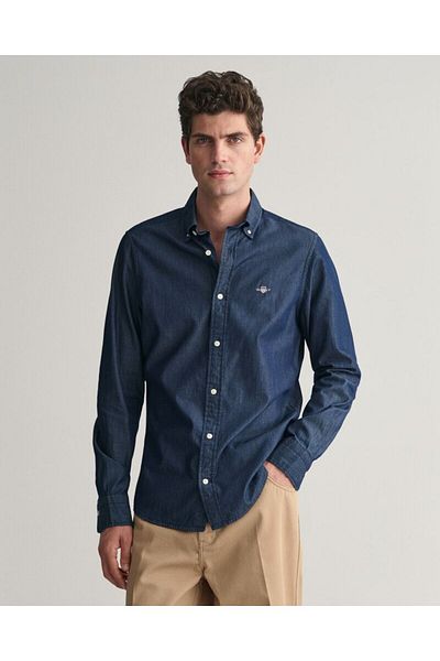 Gant قميص نيلي بقصّة Slim Fit