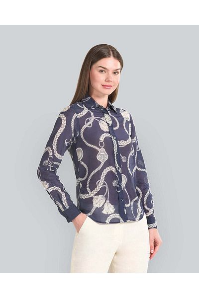 Gant Regular Fit Sailing Print Cotton Silk Shirt