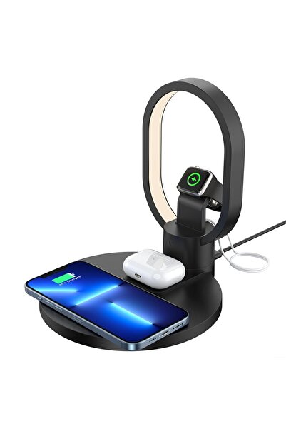 divendi-ro Stație de încărcare wireless 4 în 1 pentru telefon, ceas inteligen...