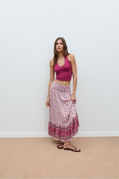 Stradivarius Long printed skirt