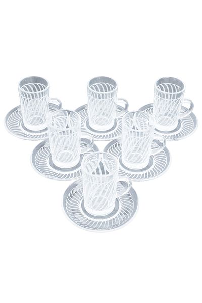Alsaif Gallery Saif Gallery Glass Cups and Saucers Set, 100 ml, 12 Pieces - Clear