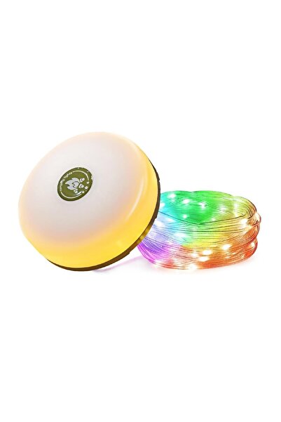 divendi-ro Bandă lampă de camping cu 200 LED-uri RGB, 20m, IP44, baterie 2000mA, funcție power bank, albă
