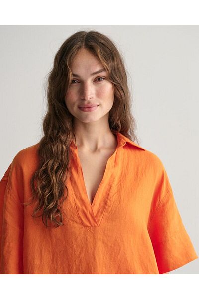 Gant Relaxed Fit Linen Popover Short Sleeve Shirt
