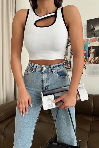 ufukmoda Crop Camisole with Windows