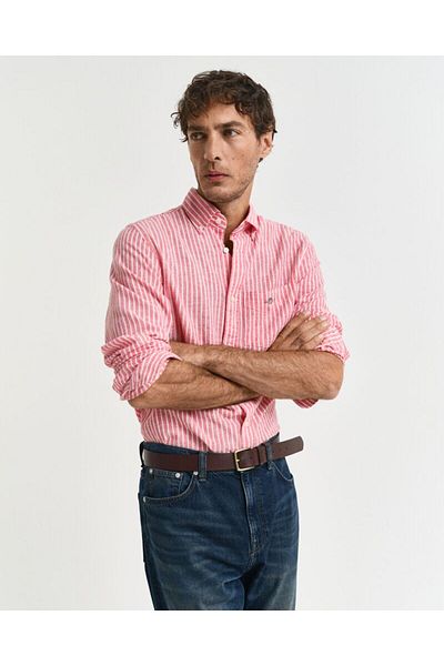 Gant Regular Fit Striped Cotton Linen Shirt