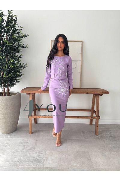 4YOU Two-piece set decorated with rhinestones and pearls