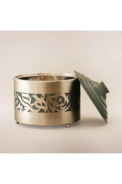 LA MESA Metal Food Server Nickel Plated 29*29*29Cm, Silver