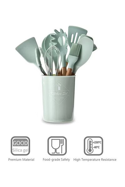 OASISWJ 11-Piece Cooking Utensils Kitchen Set Mint Green