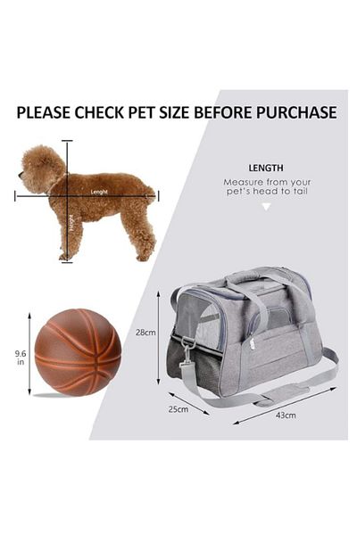 TRADE BAY Airline Approved Soft Sided Pet Carrier with Fleece Pad (43x 25x28cm, Gray(with Fluff cushion))