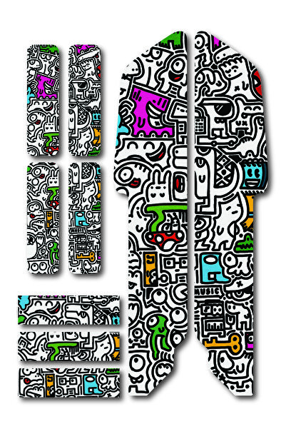 ca kay bu Doodle Bisiklet Sticker Seti 9 Parça – Renkli Maşa Kadro Etiketi