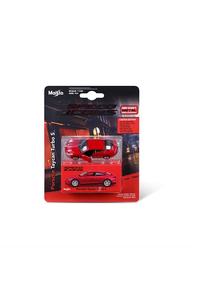Maisto SPEED ICONS PORSCHE TAYCAN TURBO S RED METAL CAR 1 TO 64 SCALE