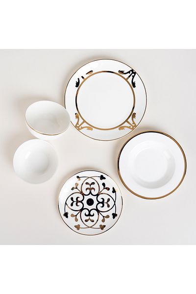 LA MESA white/gold porcelain 16 pc dinner set