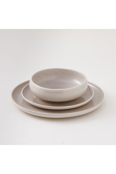 LA MESA 12pcs premium porcelain rustic beige glaze dinner set