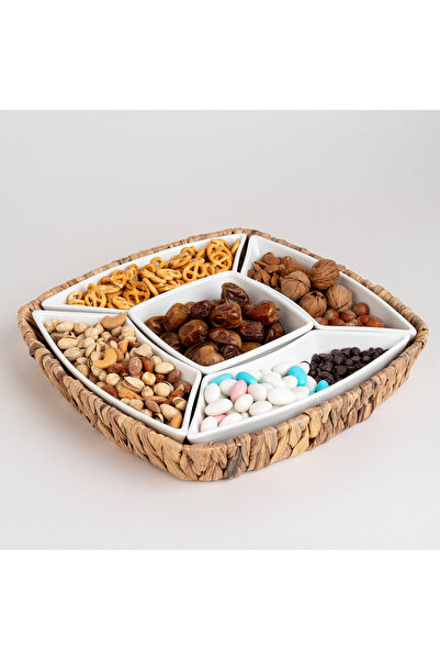 LA MESA 5Pcs Section Tray With Sea Grass Basket