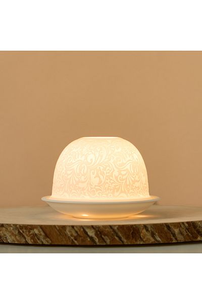 Lifestyle Ornate Ceramic Tealight Candleholder - 12x8 cms