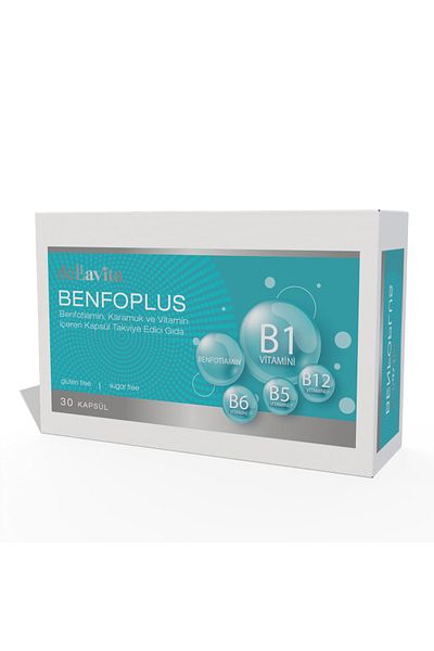 Dellavita Benfoplus Benfotiamine, Karamuk and Vitamin Containing Food Supplement