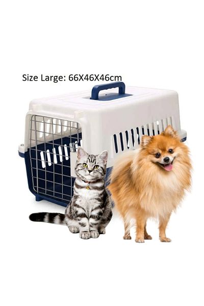 TRADE BAY Two-Door Pet Carrier for Cats & Dogs. Carrier Size(66x46x47cm) With Wheels