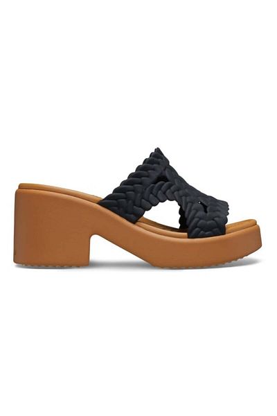 Crocs Brooklyn Woven Slide Heel Black - Black 36-37 Eu - W6 Us