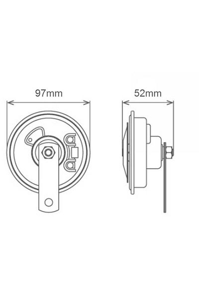 BGRJ Automotive Universal horn 12V, grille mounting, 97mm, set of 2 pieces