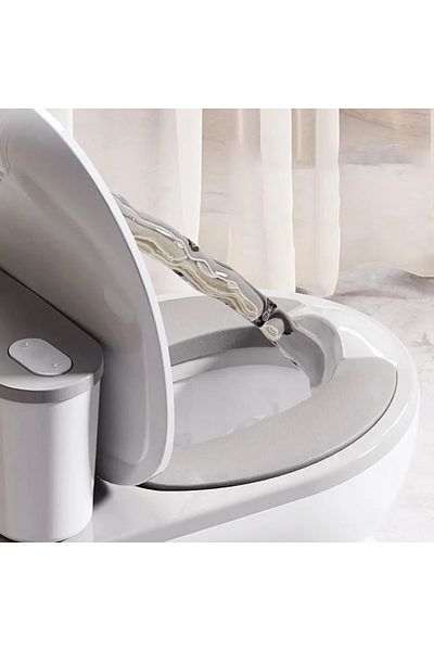 Little Mom Olita tip minitoaleta pentru copii Little Mom Grey cu sunete, colac din PVC, vas colector detasabil,