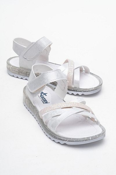CCWAY AYAKKABI Cross Velcro Children's Sandals White