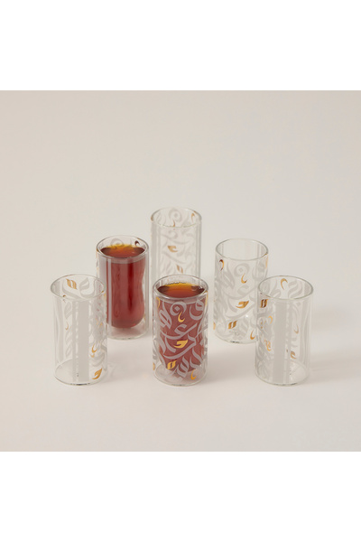 Dallaty gold and grey glass tea cups set 6 pcs