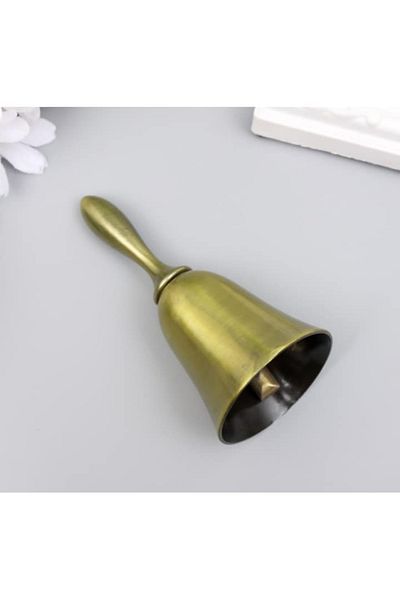 BLA BLA FOAM Brass Bell with Long Handle, Gold, Simple, 10x4.8 cm