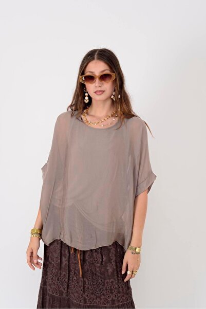 Park Moda 6061 Yarasa Kol Sırt Bağlamalı Ipek Bluz